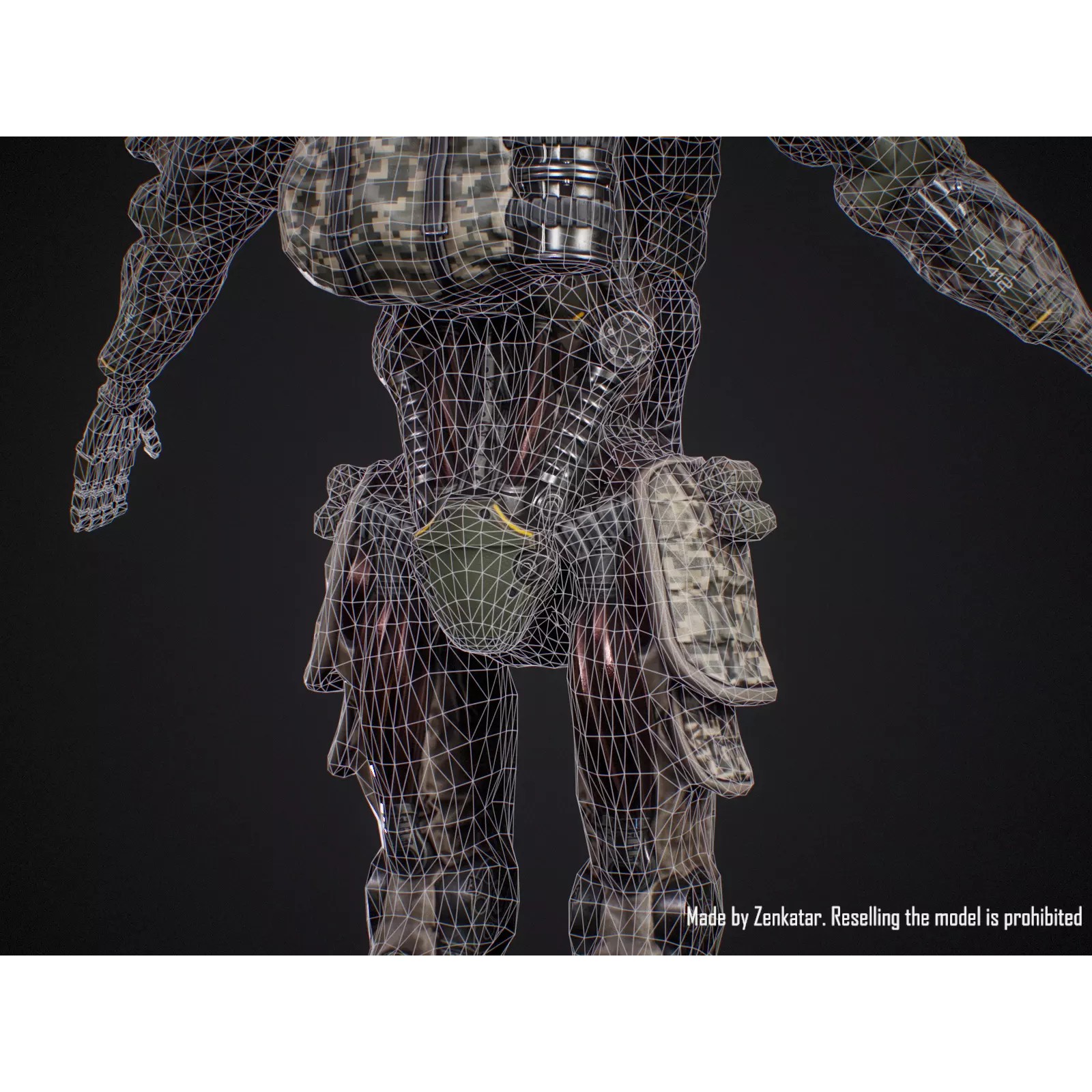 Sci-Fi Military Robot Soldier - Low-Poly Game-Ready 3D Model - View 25