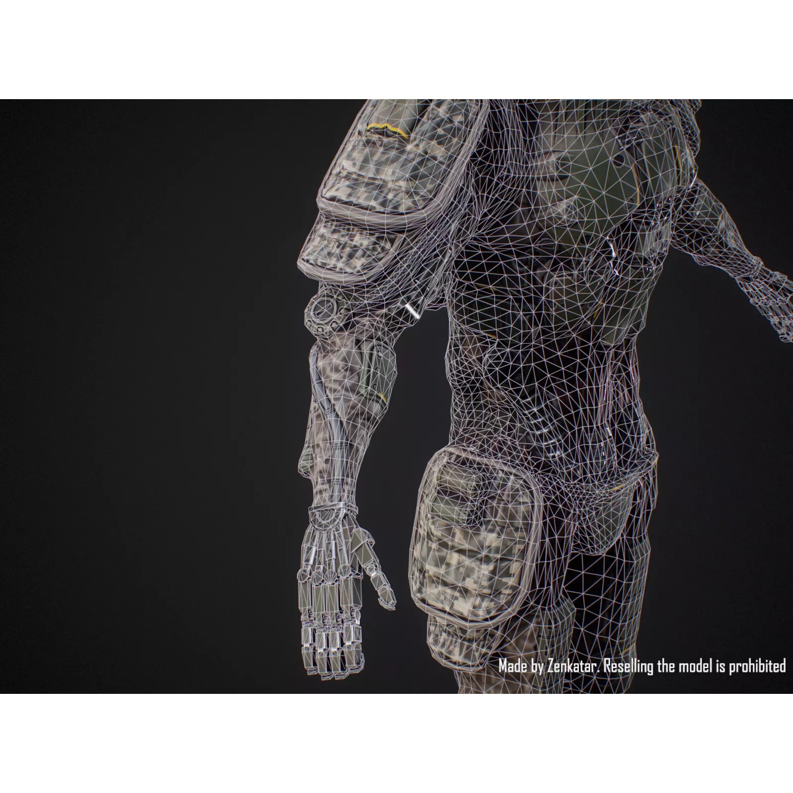 Sci-Fi Military Robot Soldier - Low-Poly Game-Ready 3D Model - View 29