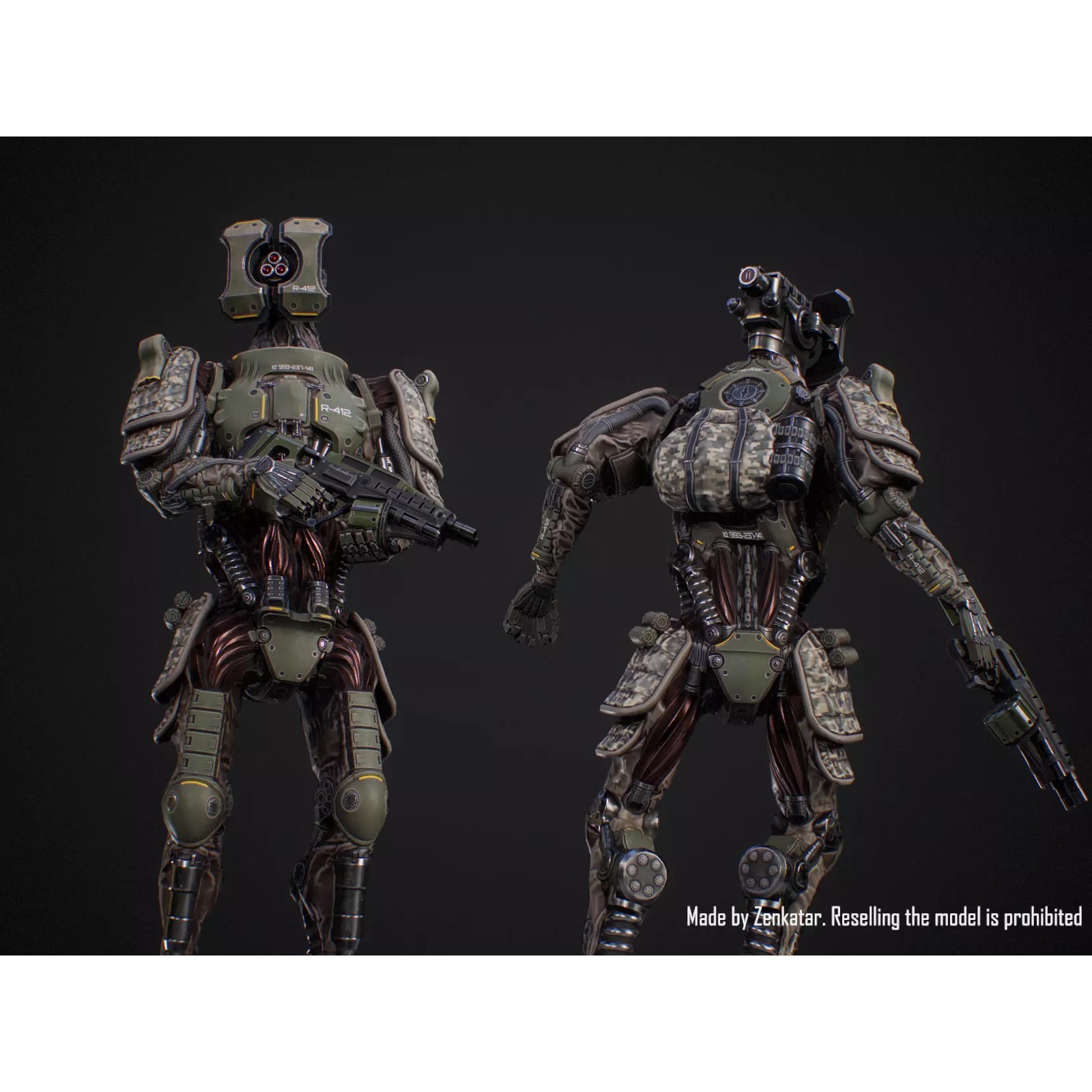 Sci-Fi Military Robot Soldier - Low-Poly Game-Ready 3D Model - View 3