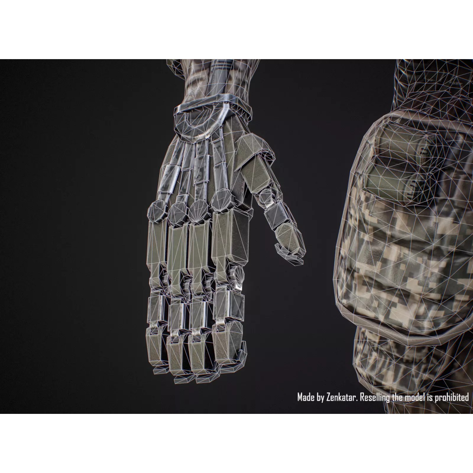 Sci-Fi Military Robot Soldier - Low-Poly Game-Ready 3D Model - View 30