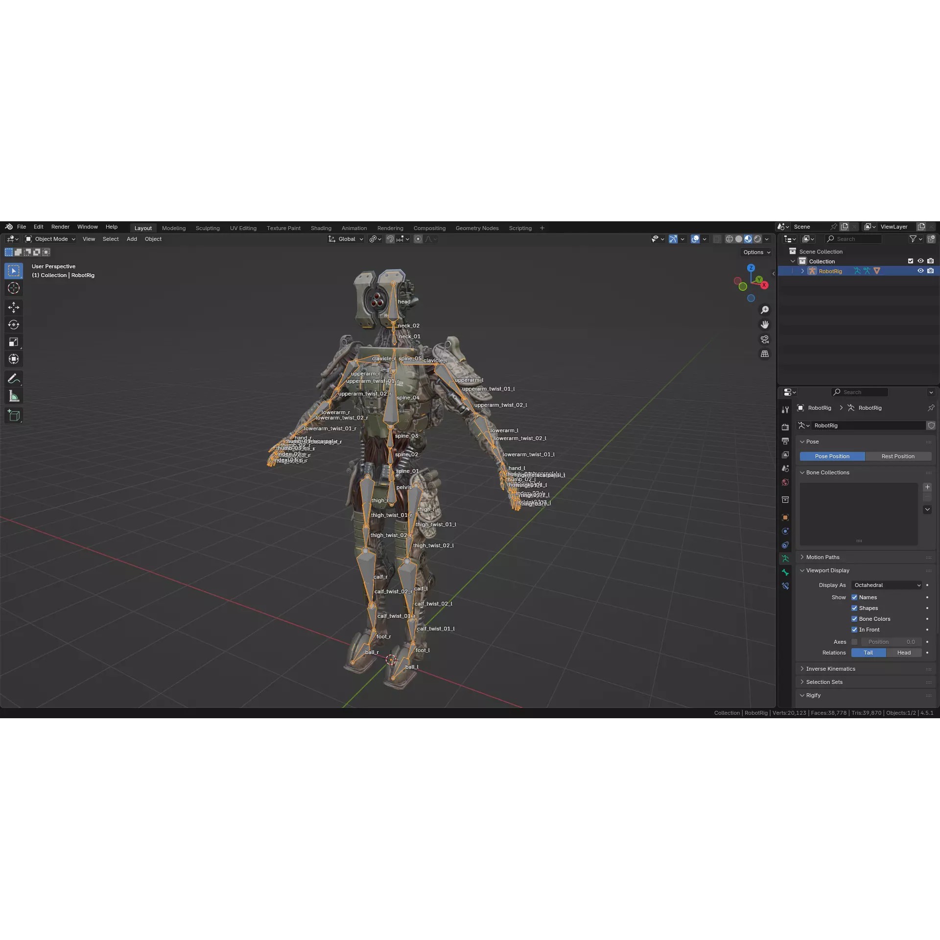 Sci-Fi Military Robot Soldier - Low-Poly Game-Ready 3D Model - View 34