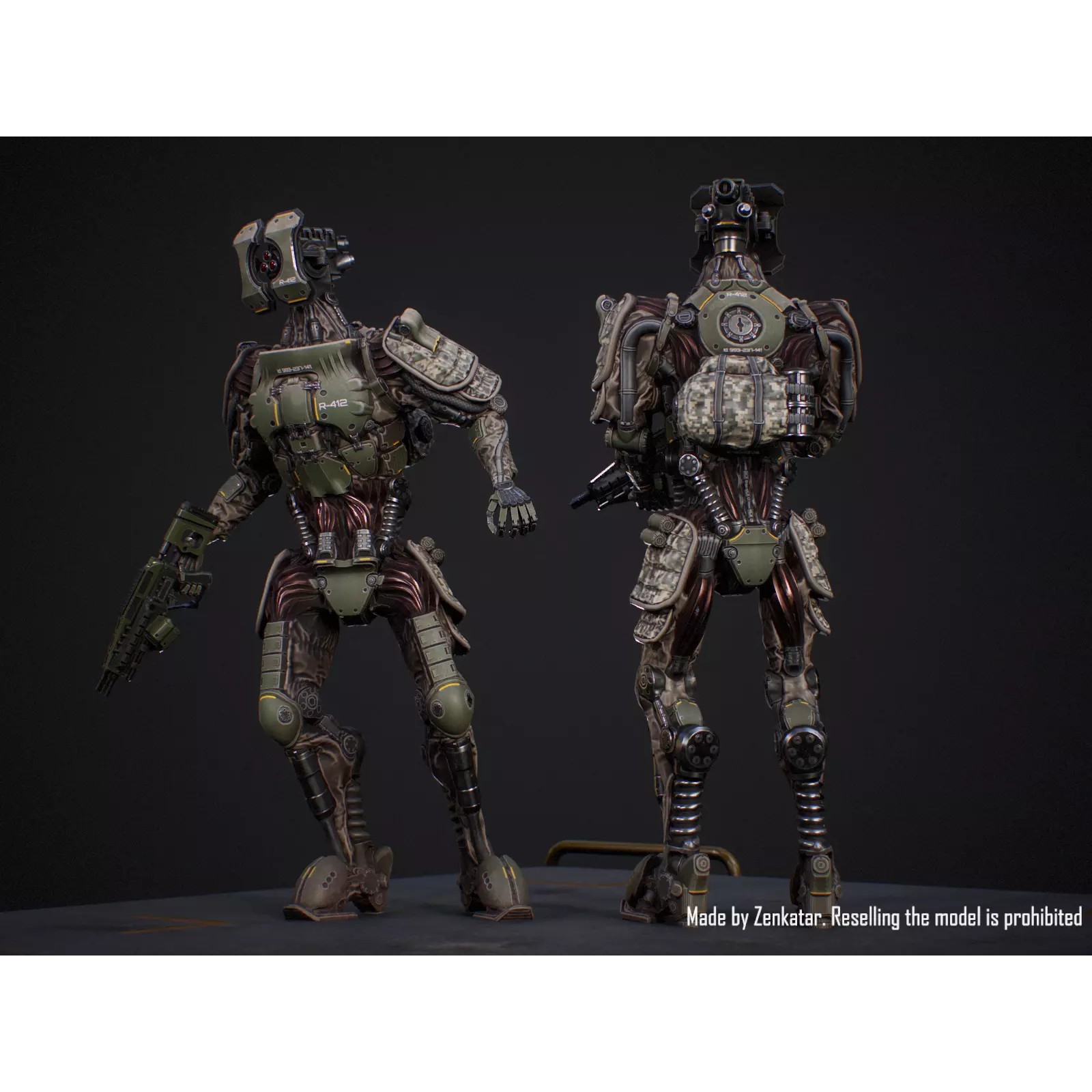 Sci-Fi Military Robot Soldier - Low-Poly Game-Ready 3D Model - View 4