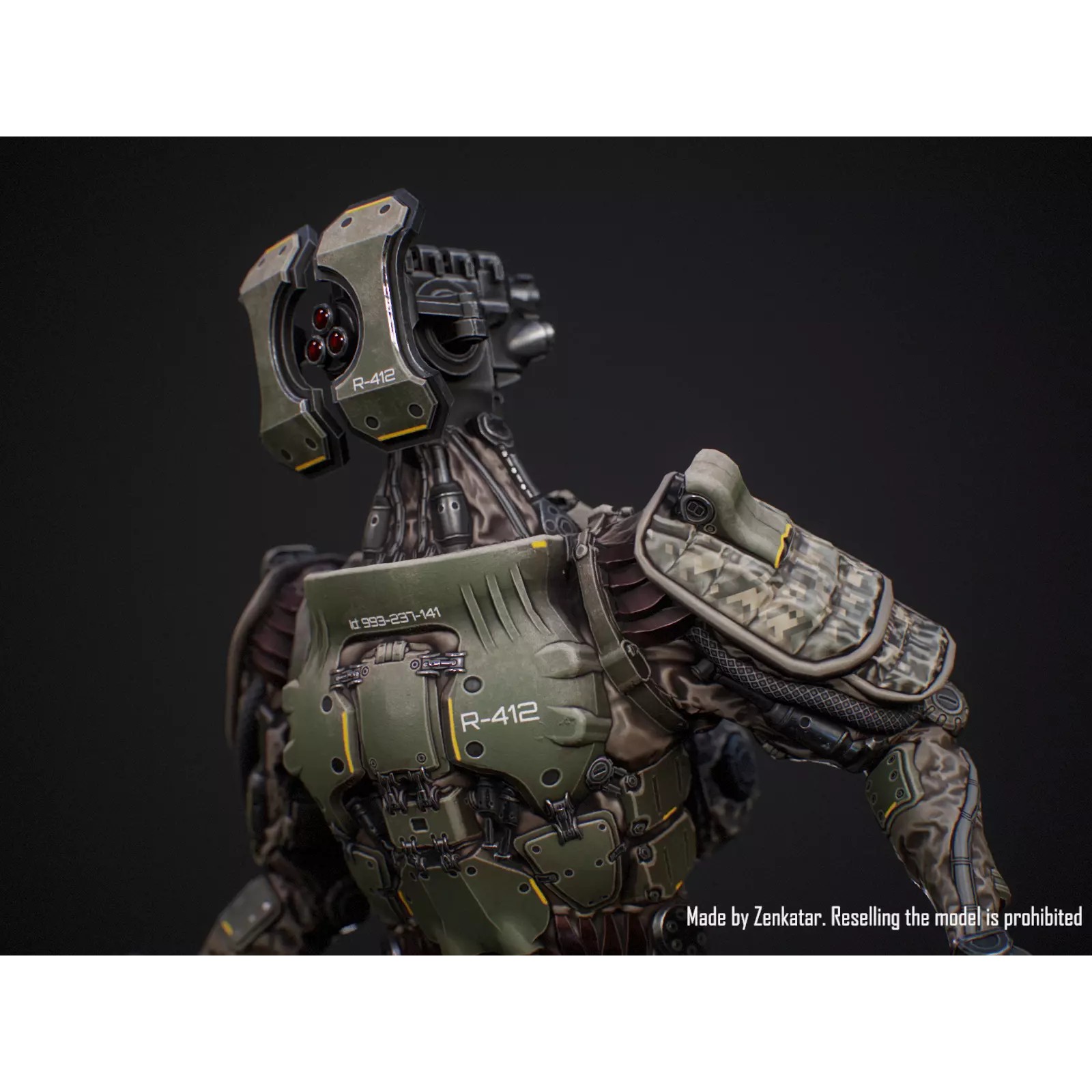 Sci-Fi Military Robot Soldier - Low-Poly Game-Ready 3D Model - View 5