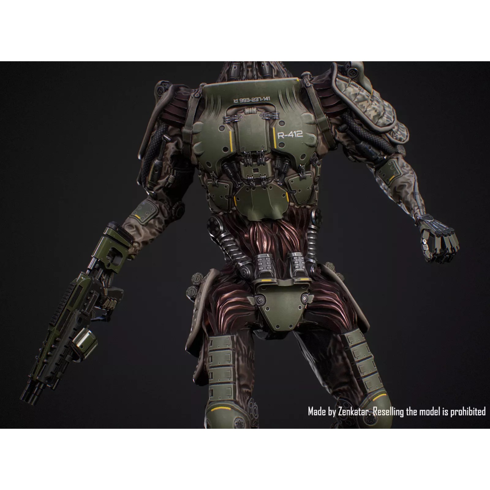 Sci-Fi Military Robot Soldier - Low-Poly Game-Ready 3D Model - View 6