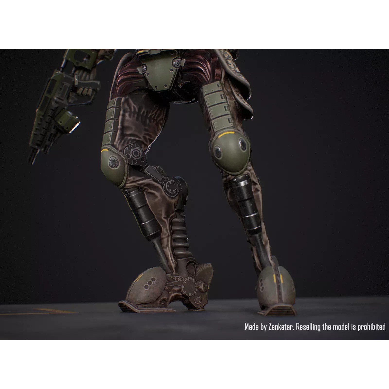 Sci-Fi Military Robot Soldier - Low-Poly Game-Ready 3D Model - View 7