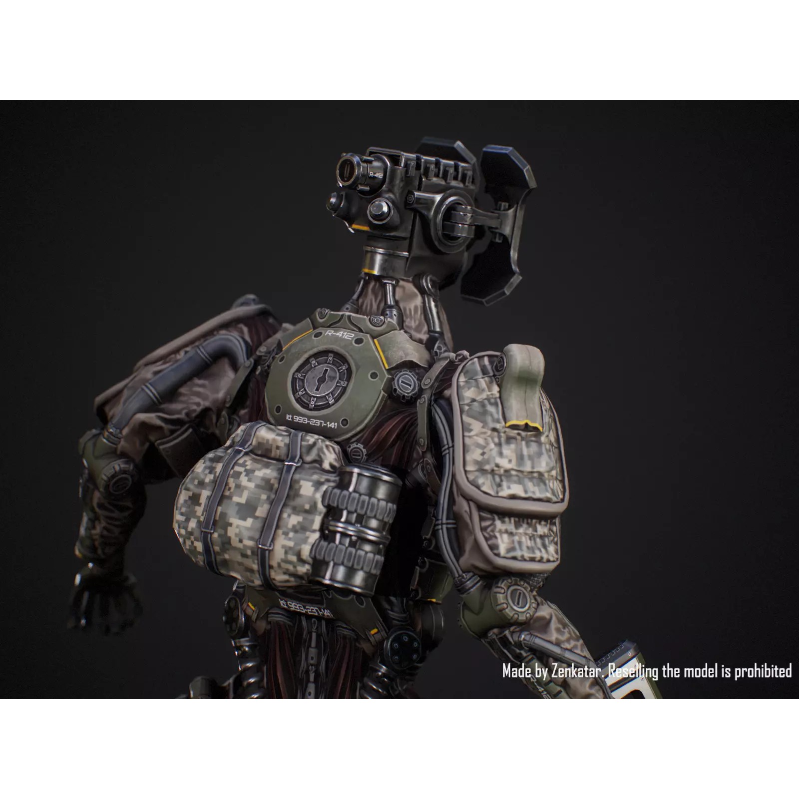 Sci-Fi Military Robot Soldier - Low-Poly Game-Ready 3D Model - View 8