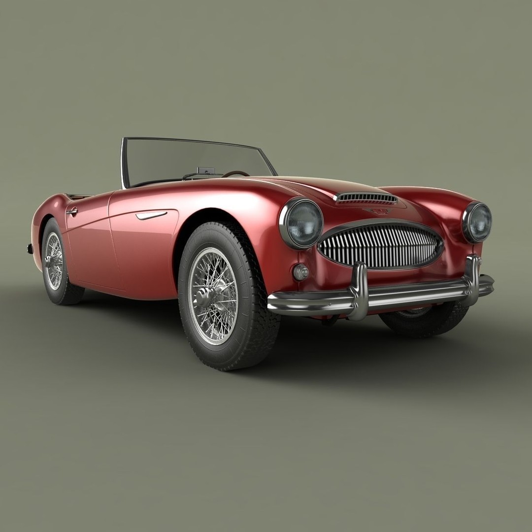 Austin-Healey 3000 3D Model – High Poly Classic Car, FBX, OBJ - View 11