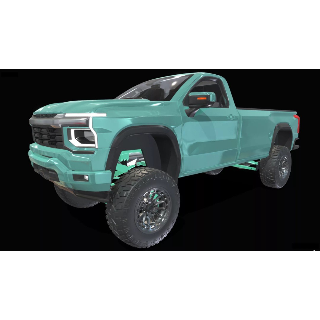 Concept 2027 Single Cab Lifted 4x4 Off-Road Pickup 3D Model – Blender Game Asset - View 22