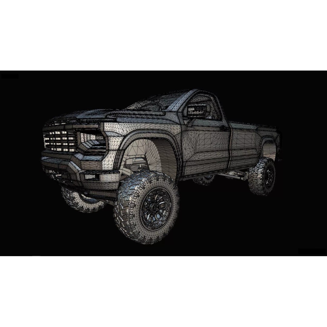 Concept 2027 Single Cab Lifted 4x4 Off-Road Pickup 3D Model – Blender Game Asset - View 37