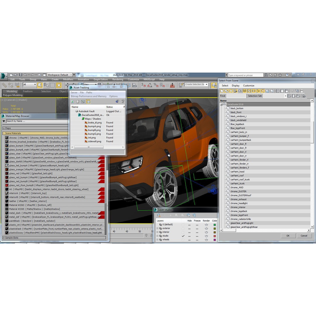 Dacia Duster 2018 3D Model – Detailed SUV Asset, FBX & OBJ Formats