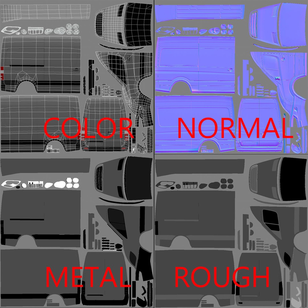 Delivery Van 3D Model – Low Poly Game Asset, FBX, PBR Textures - View 17