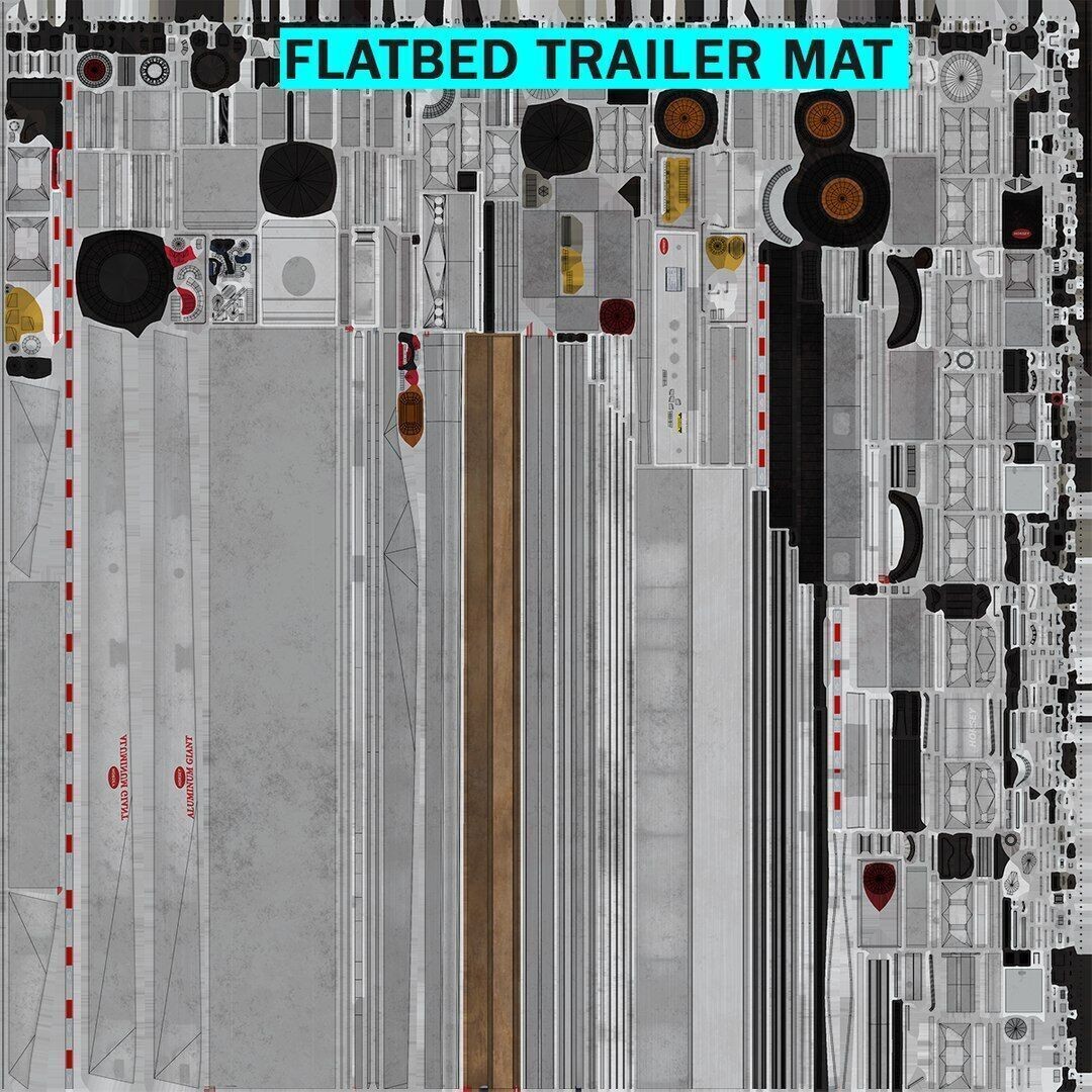 Flatbed Trailer 3D Model – Low Poly PBR Game Asset, Blender, FBX