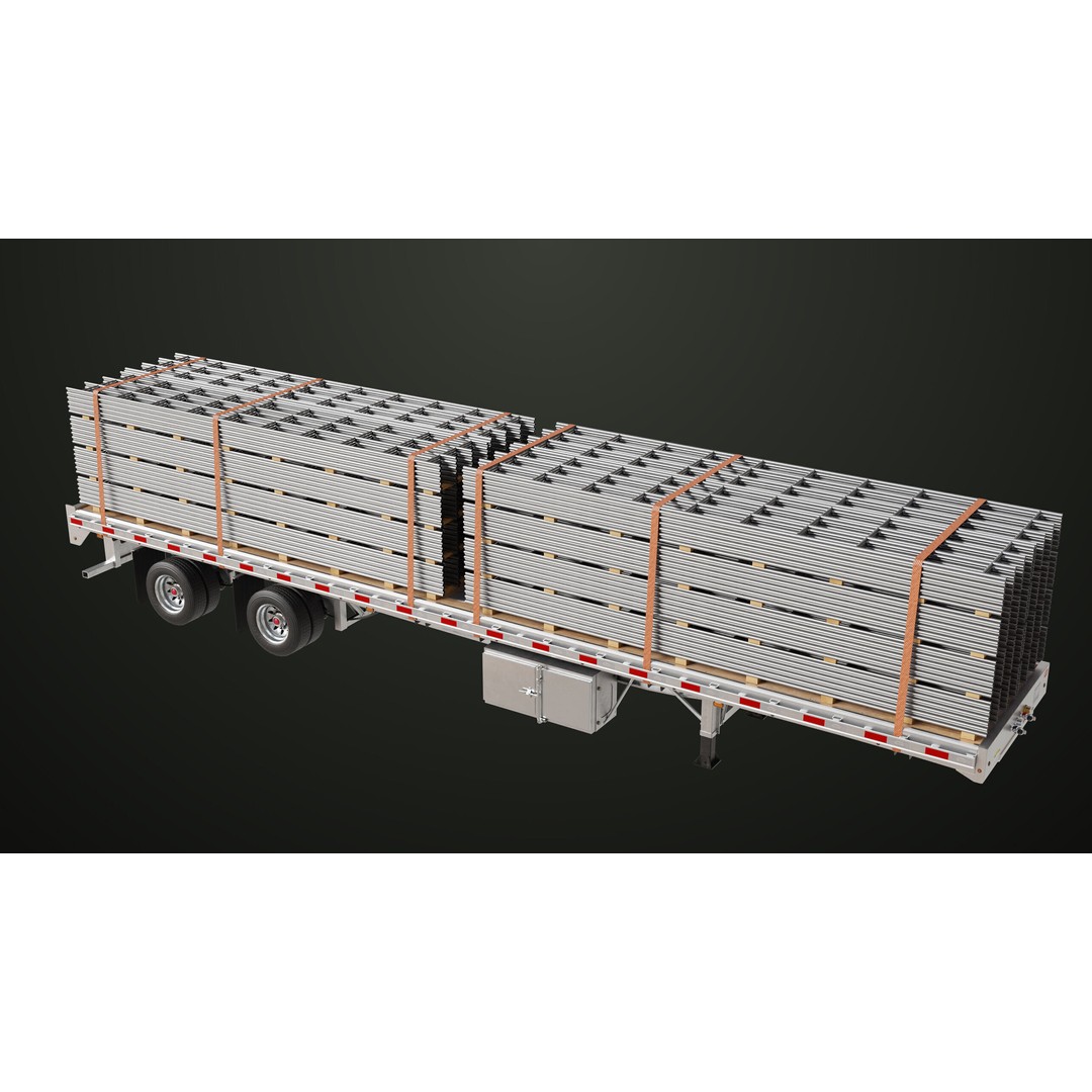 Flatbed Trailer 3D Model – Low Poly PBR Game Asset, Blender, FBX - View 10