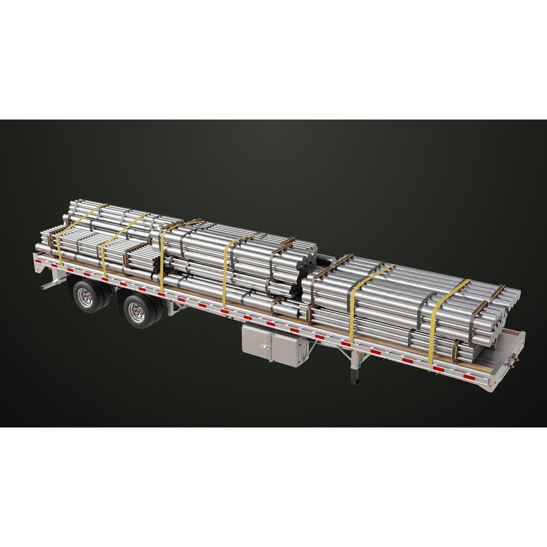 Flatbed Trailer 3D Model – Low Poly PBR Game Asset, Blender, FBX - View 11