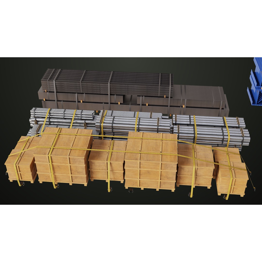 Flatbed Trailer 3D Model – Low Poly PBR Game Asset, Blender, FBX - View 13
