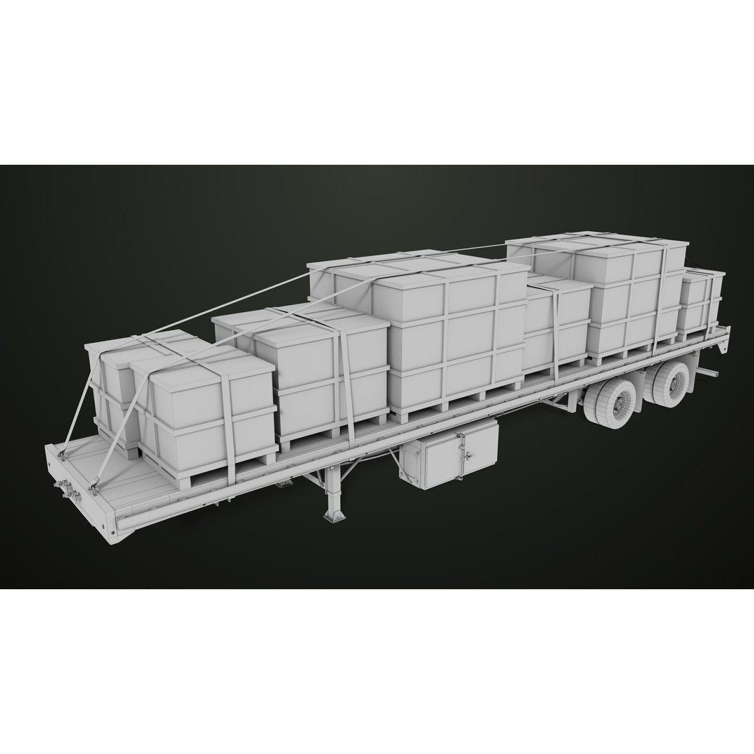 Flatbed Trailer 3D Model – Low Poly PBR Game Asset, Blender, FBX - View 23