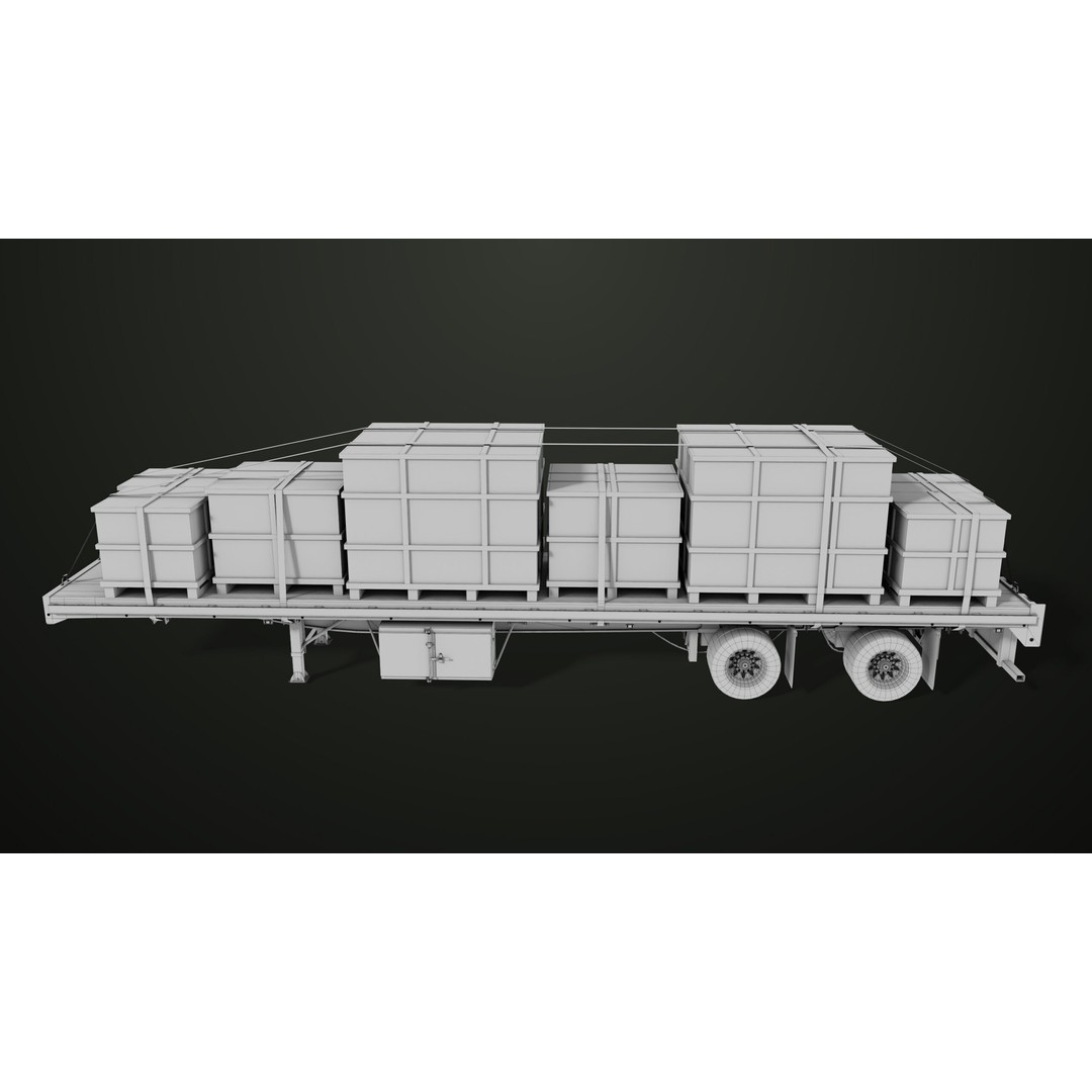 Flatbed Trailer 3D Model – Low Poly PBR Game Asset, Blender, FBX - View 24