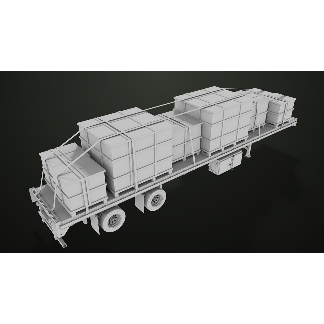 Flatbed Trailer 3D Model – Low Poly PBR Game Asset, Blender, FBX - View 25