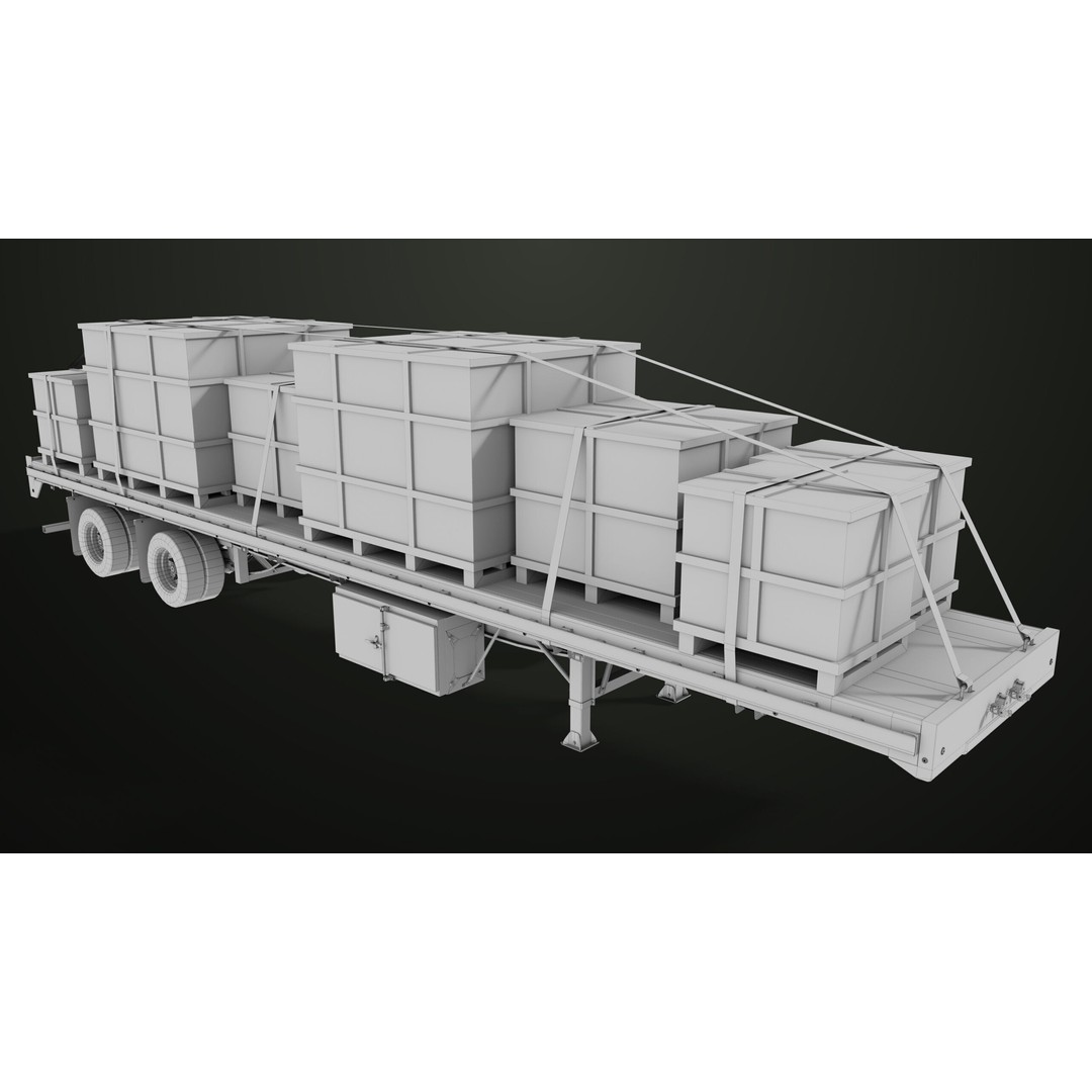 Flatbed Trailer 3D Model – Low Poly PBR Game Asset, Blender, FBX - View 26