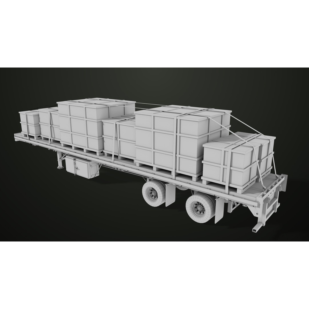 Flatbed Trailer 3D Model – Low Poly PBR Game Asset, Blender, FBX - View 27