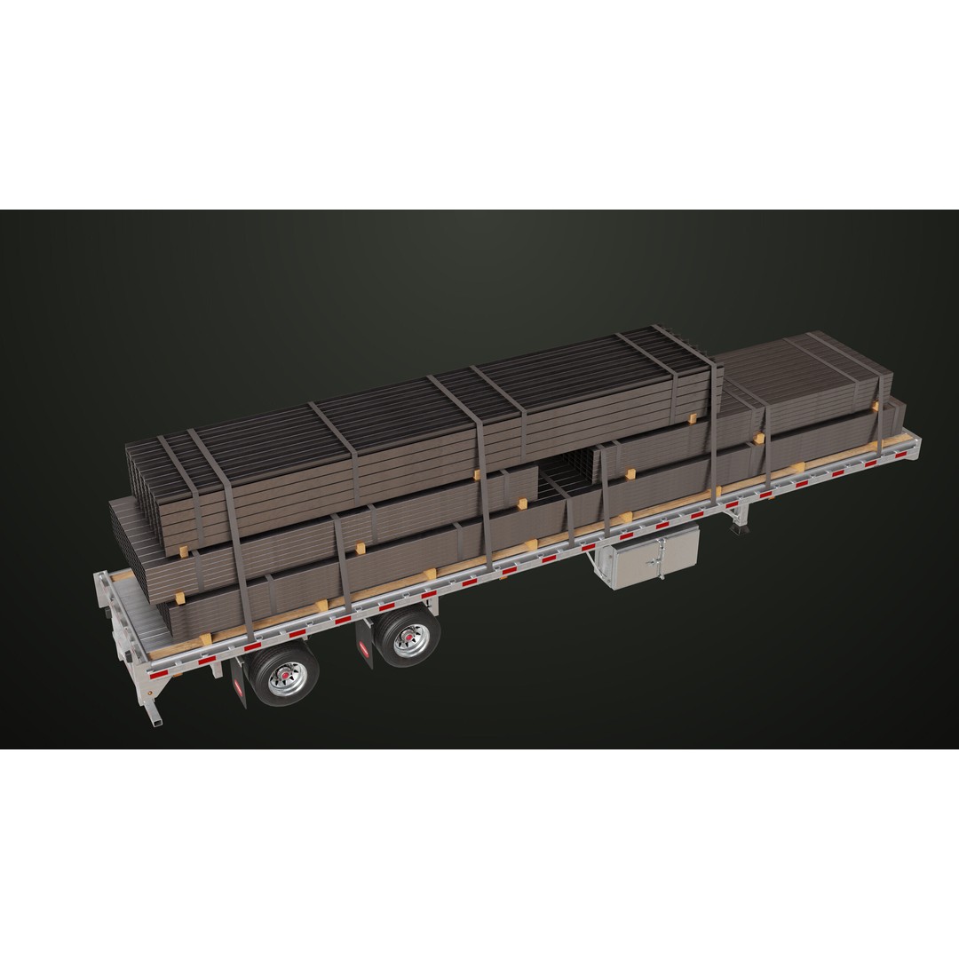 Flatbed Trailer 3D Model – Low Poly PBR Game Asset, Blender, FBX - View 28