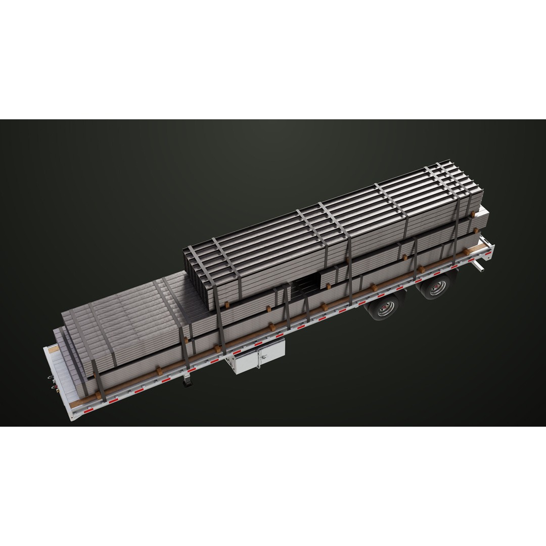 Flatbed Trailer 3D Model – Low Poly PBR Game Asset, Blender, FBX - View 29