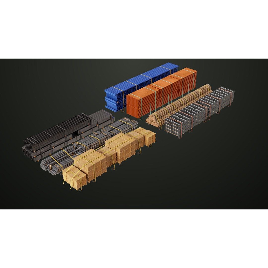 Flatbed Trailer 3D Model – Low Poly PBR Game Asset, Blender, FBX - View 3