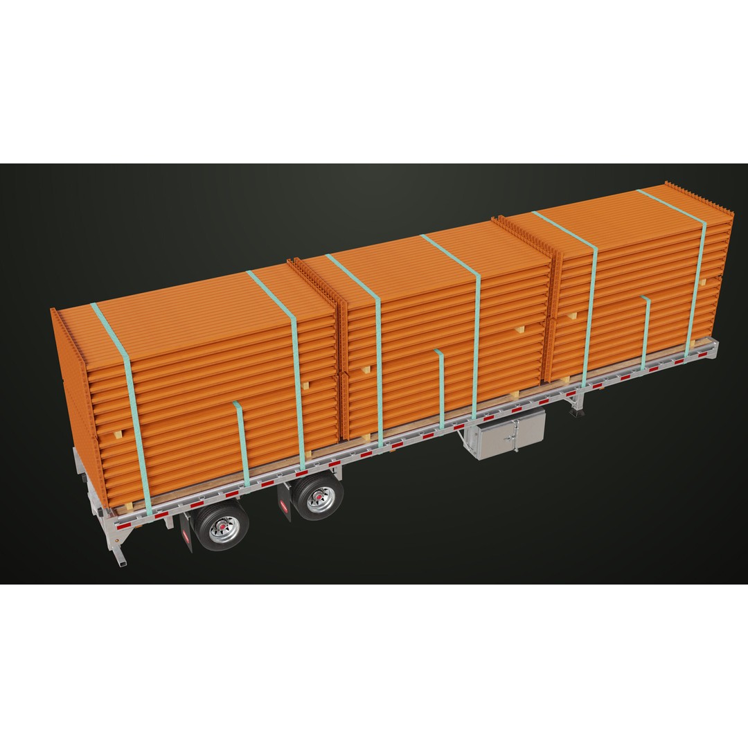 Flatbed Trailer 3D Model – Low Poly PBR Game Asset, Blender, FBX - View 36