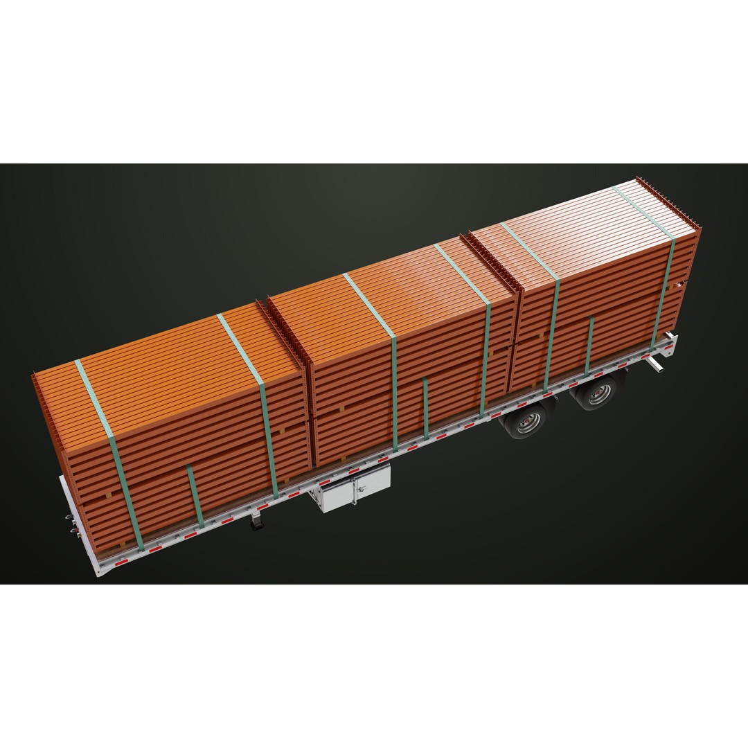 Flatbed Trailer 3D Model – Low Poly PBR Game Asset, Blender, FBX - View 37