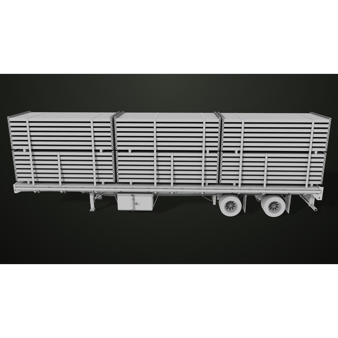 Flatbed Trailer 3D Model – Low Poly PBR Game Asset, Blender, FBX - View 38
