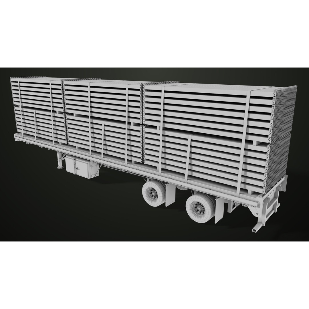 Flatbed Trailer 3D Model – Low Poly PBR Game Asset, Blender, FBX - View 40