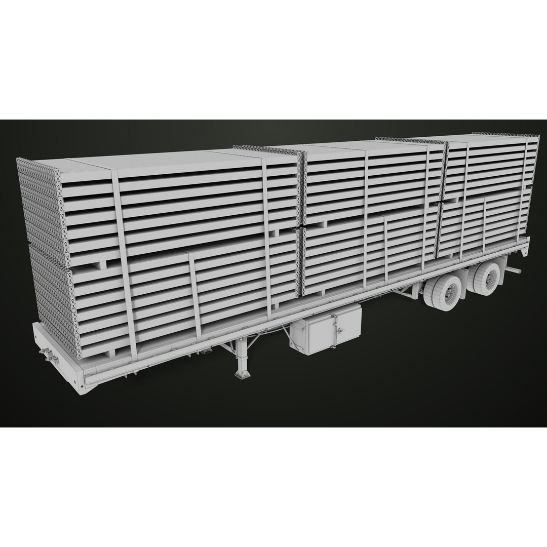 Flatbed Trailer 3D Model – Low Poly PBR Game Asset, Blender, FBX - View 41
