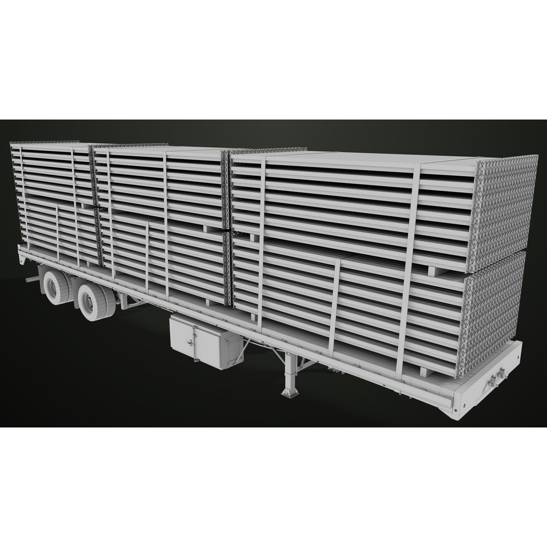 Flatbed Trailer 3D Model – Low Poly PBR Game Asset, Blender, FBX - View 42