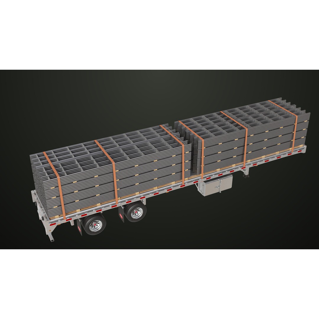 Flatbed Trailer 3D Model – Low Poly PBR Game Asset, Blender, FBX - View 43