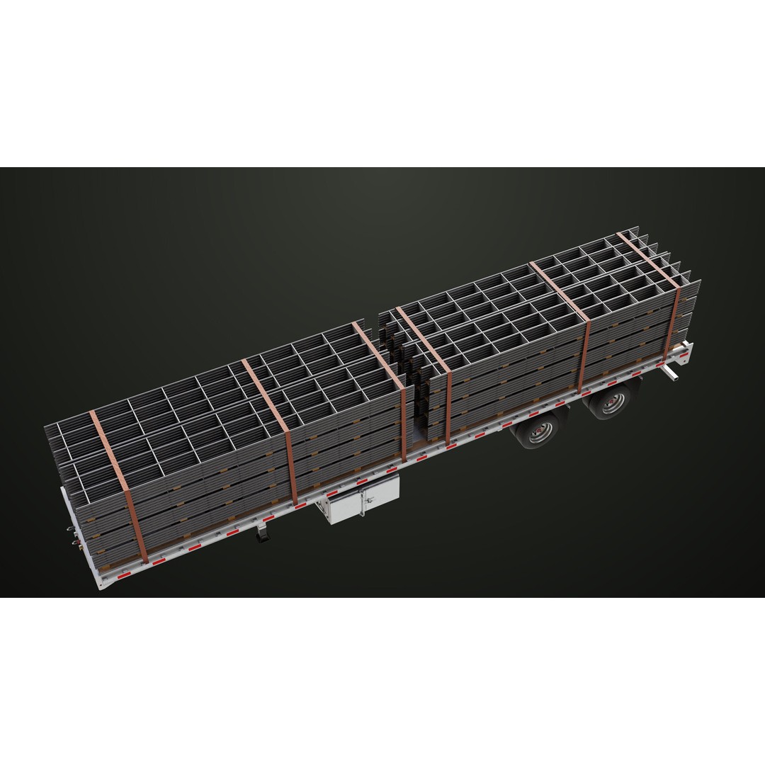 Flatbed Trailer 3D Model – Low Poly PBR Game Asset, Blender, FBX - View 44