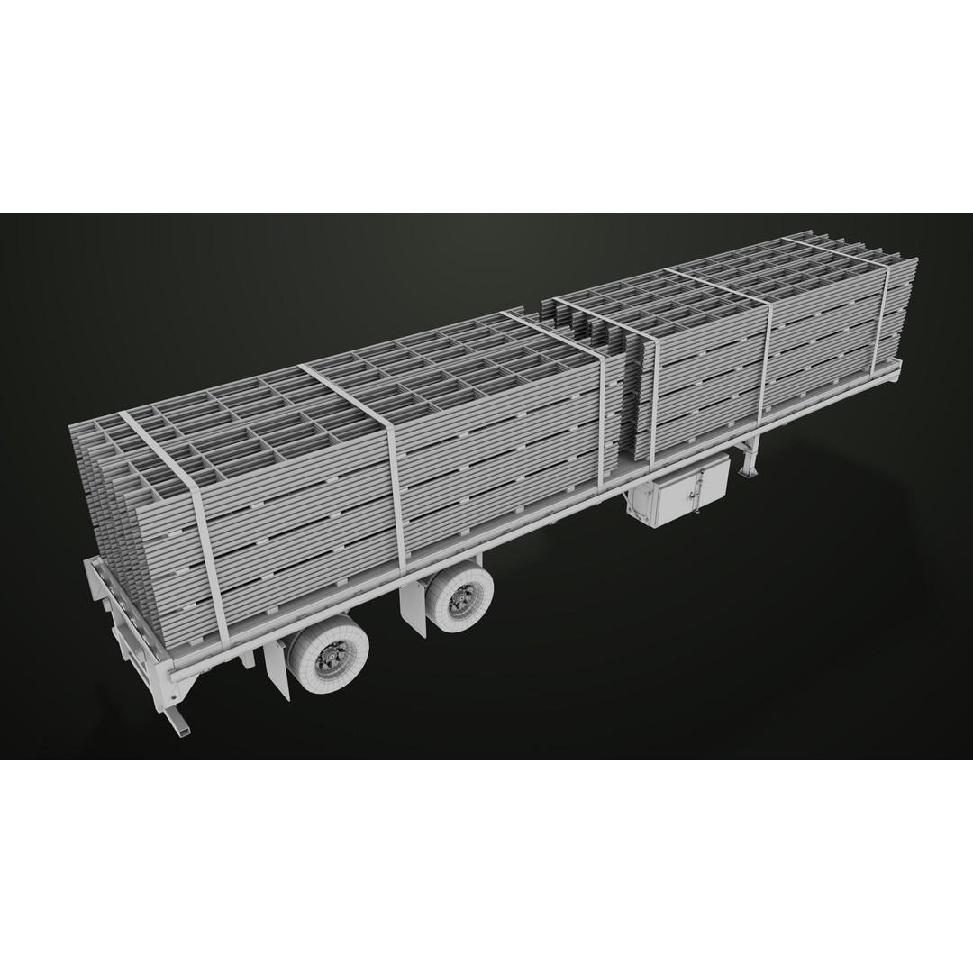 Flatbed Trailer 3D Model – Low Poly PBR Game Asset, Blender, FBX - View 49