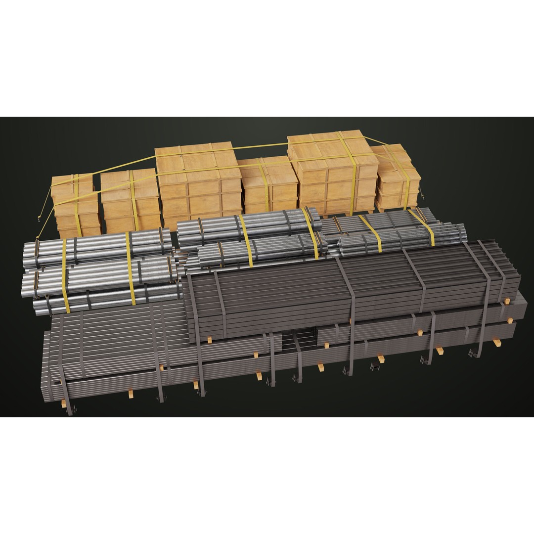 Flatbed Trailer 3D Model – Low Poly PBR Game Asset, Blender, FBX - View 5