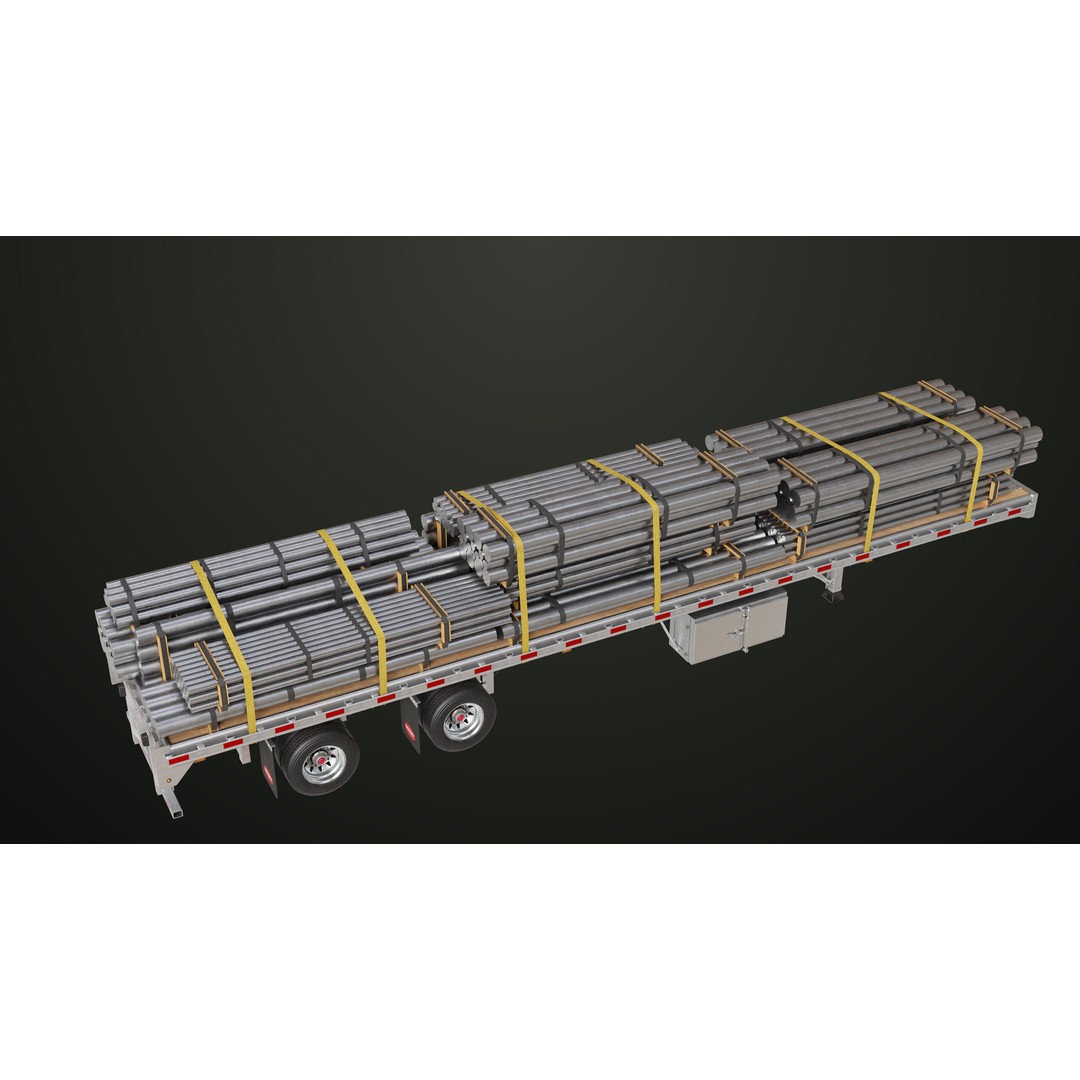 Flatbed Trailer 3D Model – Low Poly PBR Game Asset, Blender, FBX - View 52