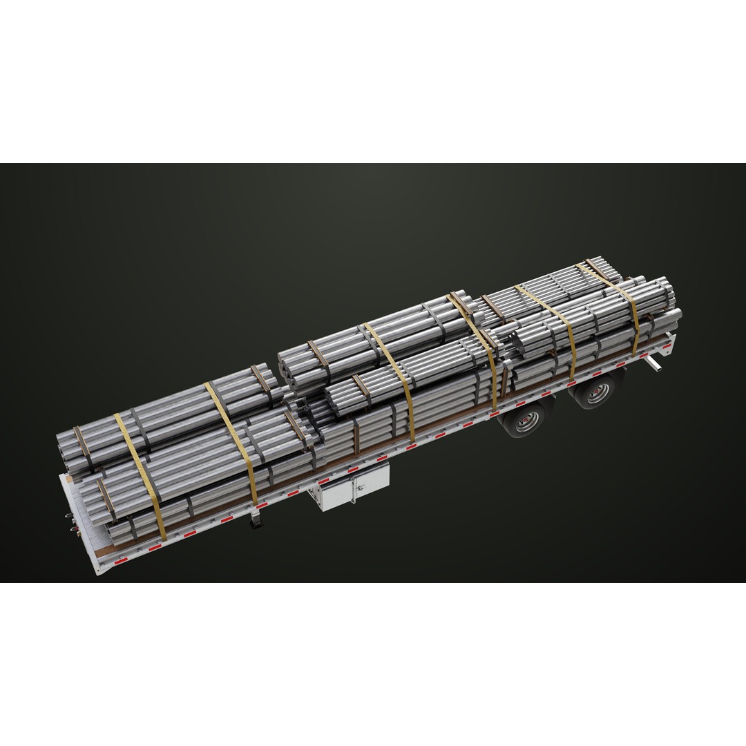 Flatbed Trailer 3D Model – Low Poly PBR Game Asset, Blender, FBX - View 53