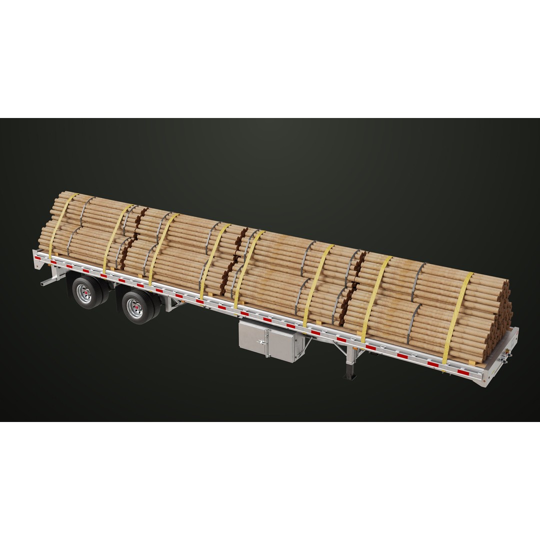 Flatbed Trailer 3D Model – Low Poly PBR Game Asset, Blender, FBX - View 59