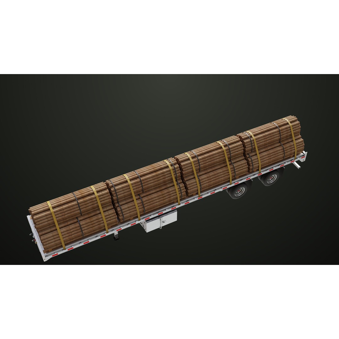 Flatbed Trailer 3D Model – Low Poly PBR Game Asset, Blender, FBX - View 60