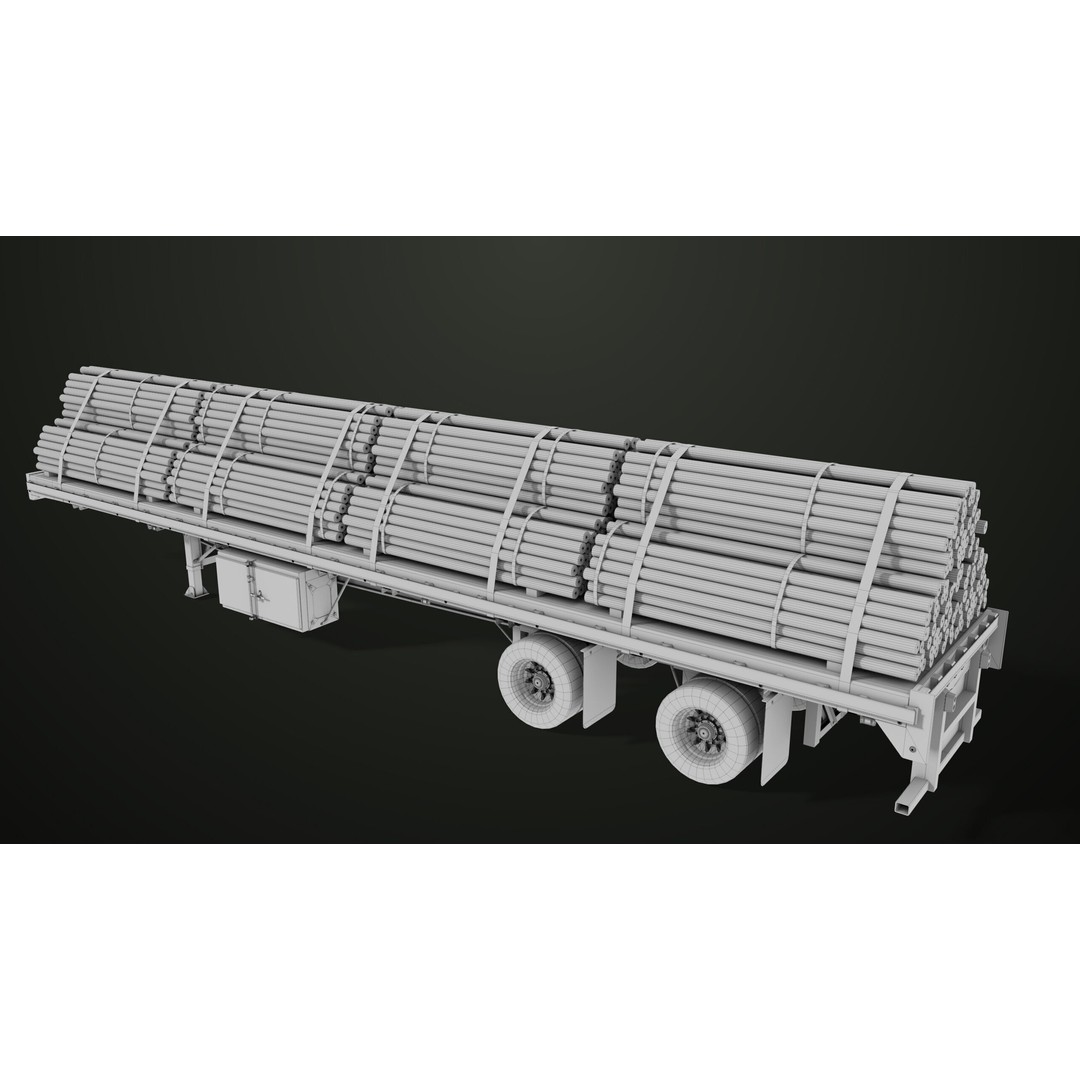 Flatbed Trailer 3D Model – Low Poly PBR Game Asset, Blender, FBX - View 61