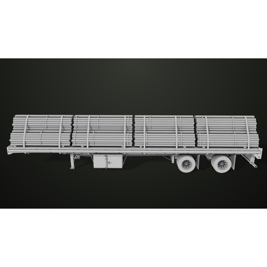 Flatbed Trailer 3D Model – Low Poly PBR Game Asset, Blender, FBX - View 62