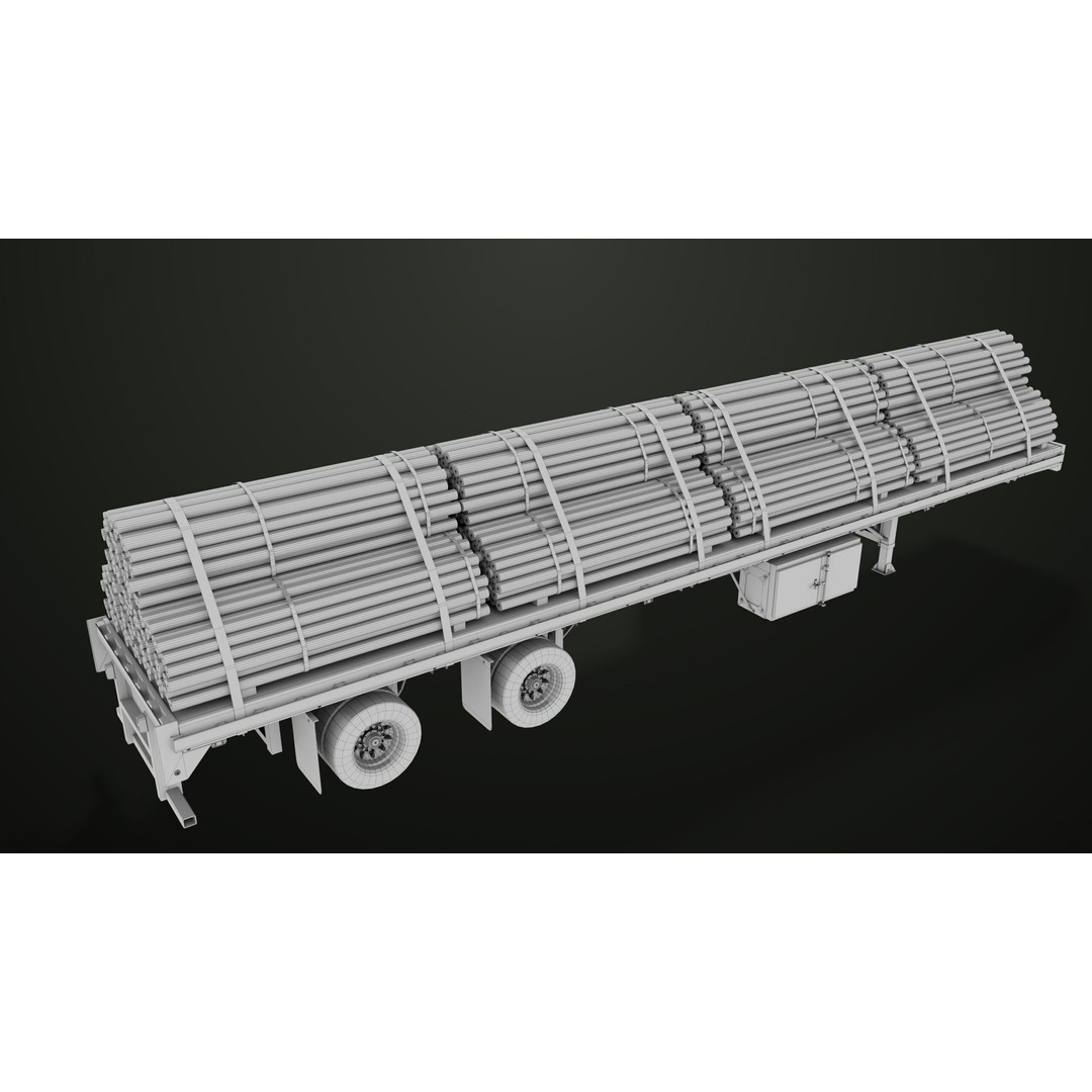 Flatbed Trailer 3D Model – Low Poly PBR Game Asset, Blender, FBX - View 65