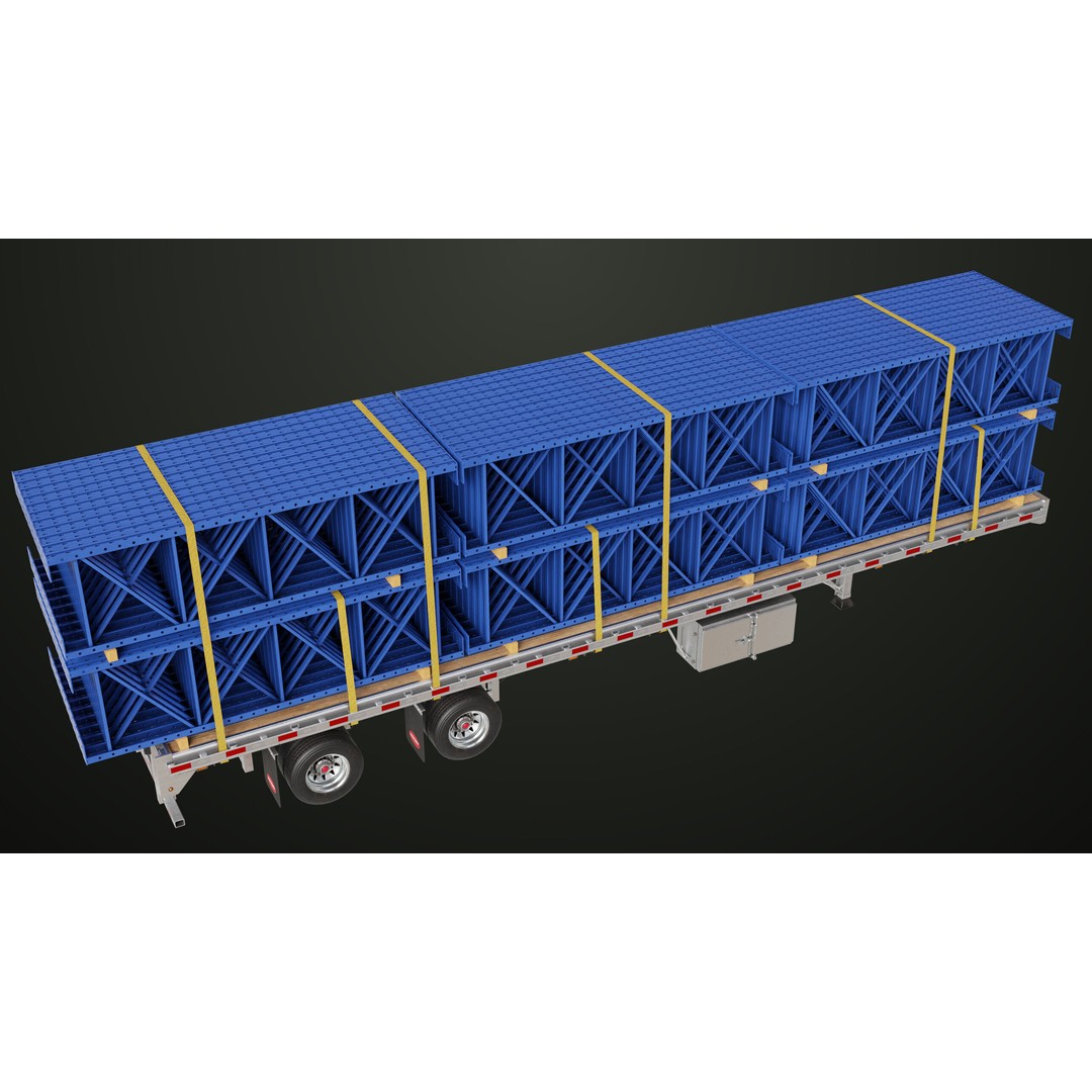 Flatbed Trailer 3D Model – Low Poly PBR Game Asset, Blender, FBX - View 66