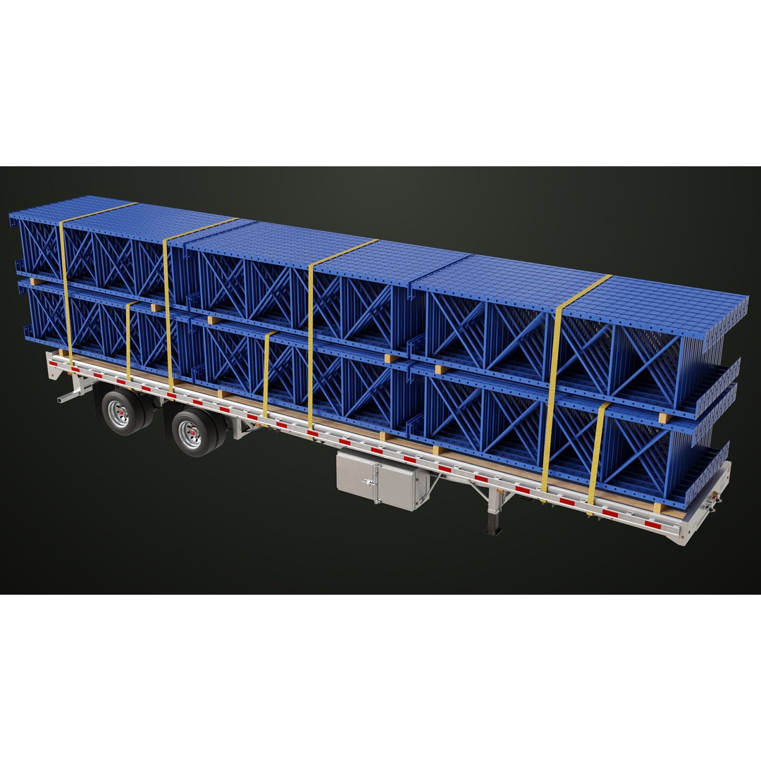 Flatbed Trailer 3D Model – Low Poly PBR Game Asset, Blender, FBX - View 67