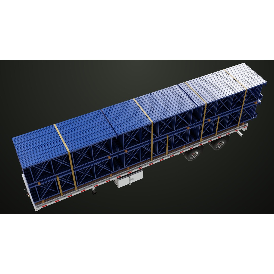 Flatbed Trailer 3D Model – Low Poly PBR Game Asset, Blender, FBX - View 68