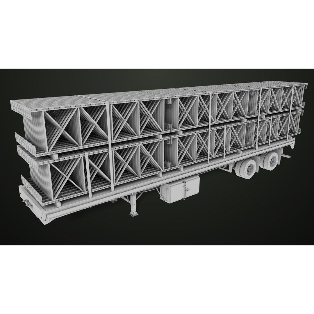 Flatbed Trailer 3D Model – Low Poly PBR Game Asset, Blender, FBX - View 69