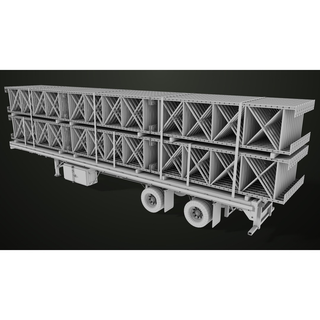 Flatbed Trailer 3D Model – Low Poly PBR Game Asset, Blender, FBX - View 70