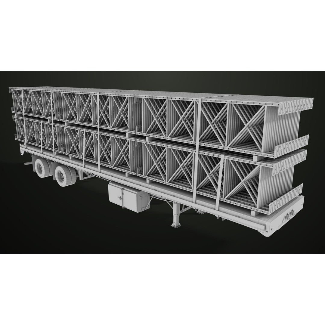 Flatbed Trailer 3D Model – Low Poly PBR Game Asset, Blender, FBX - View 71